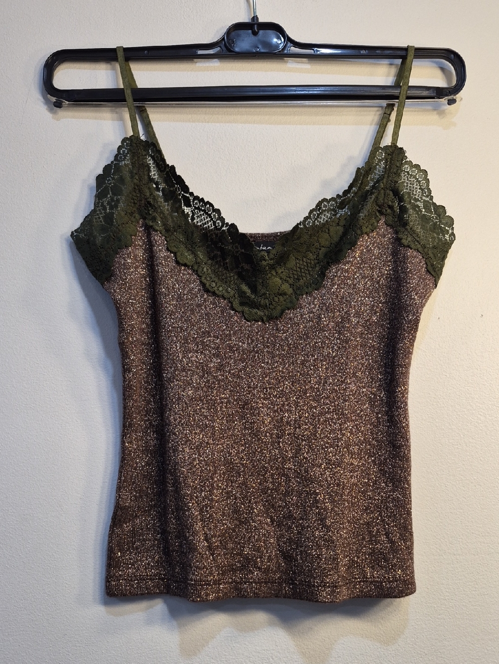 Urban Behavior Olive Lace Trim Metallic Brown Cami